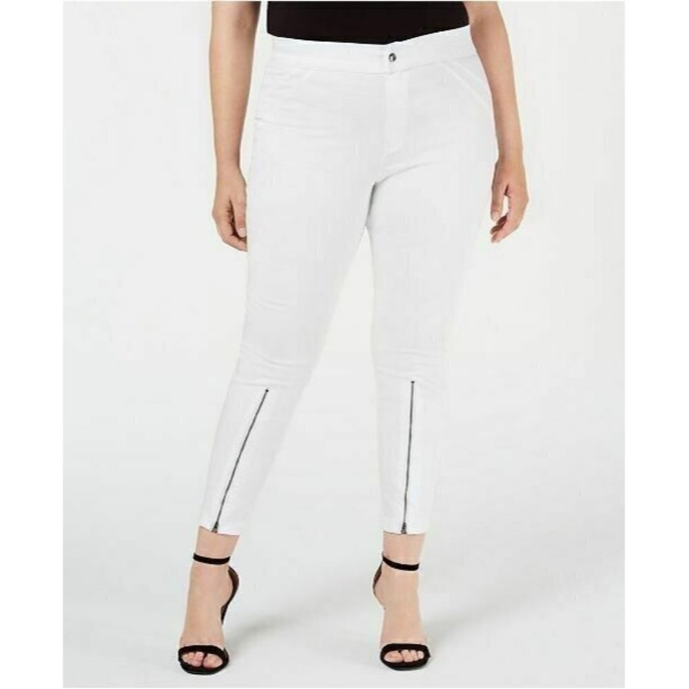 Hue Womens Size Small Extreme Zipper Hem Denim Leggings White U20493H $46